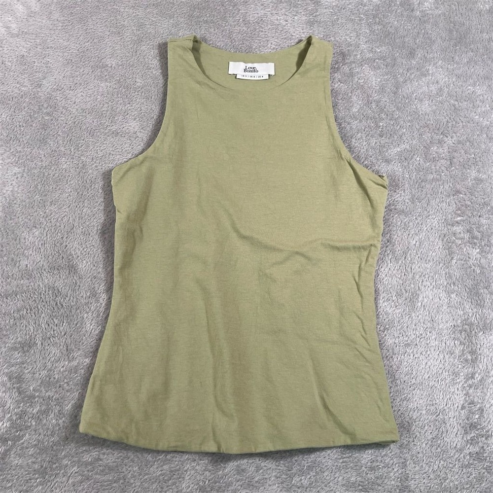 Love, Bonito Tank Top Women's Ribbed Green Size 4 Casual
